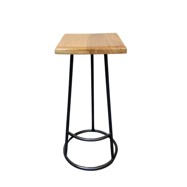 SILLA DE BARRA VINTAGE COLOR MADERA DISEÑO TUBULAR - Imagen 5