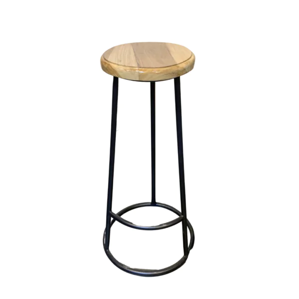 SILLA DE BARRA VINTAGE COLOR MADERA DISEÑO TUBULAR - Imagen 4