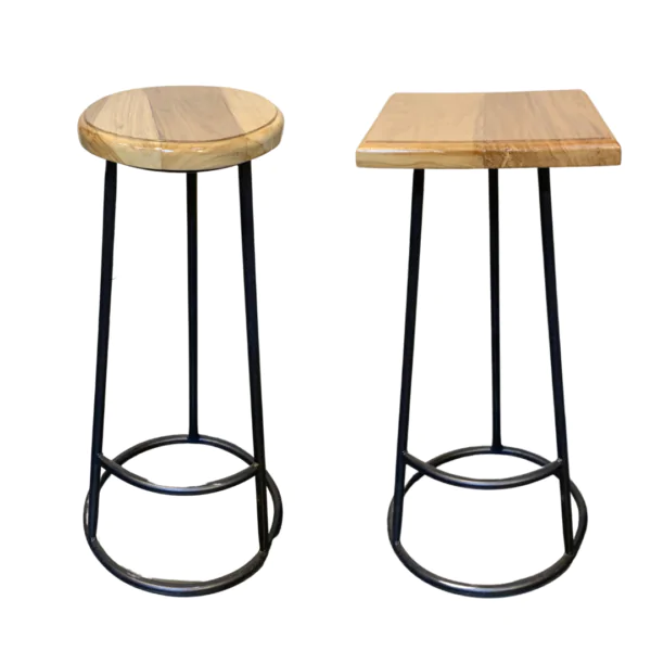 SILLA DE BARRA VINTAGE COLOR MADERA DISEÑO TUBULAR